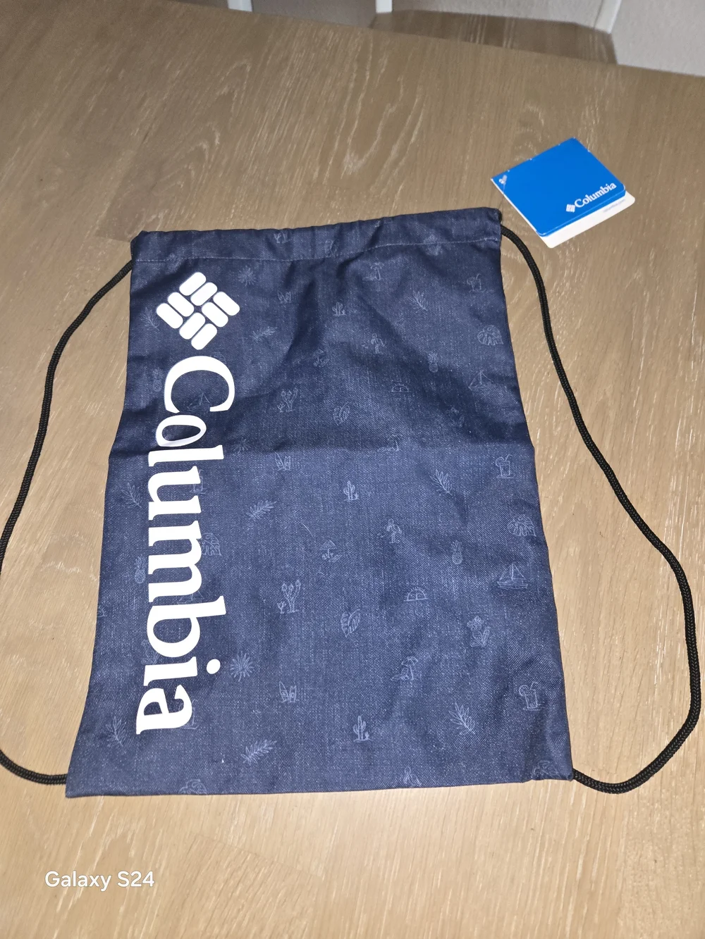 Columbia Navy Drawstring Backpack with White Logo New